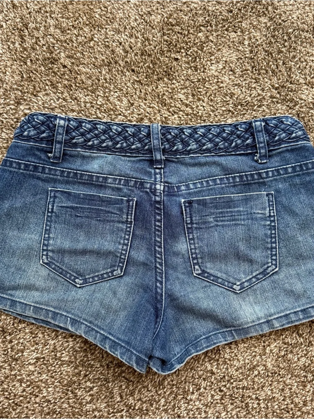 Forever 21 Light Blue Denim Shorts with Braided Waist - Size 26